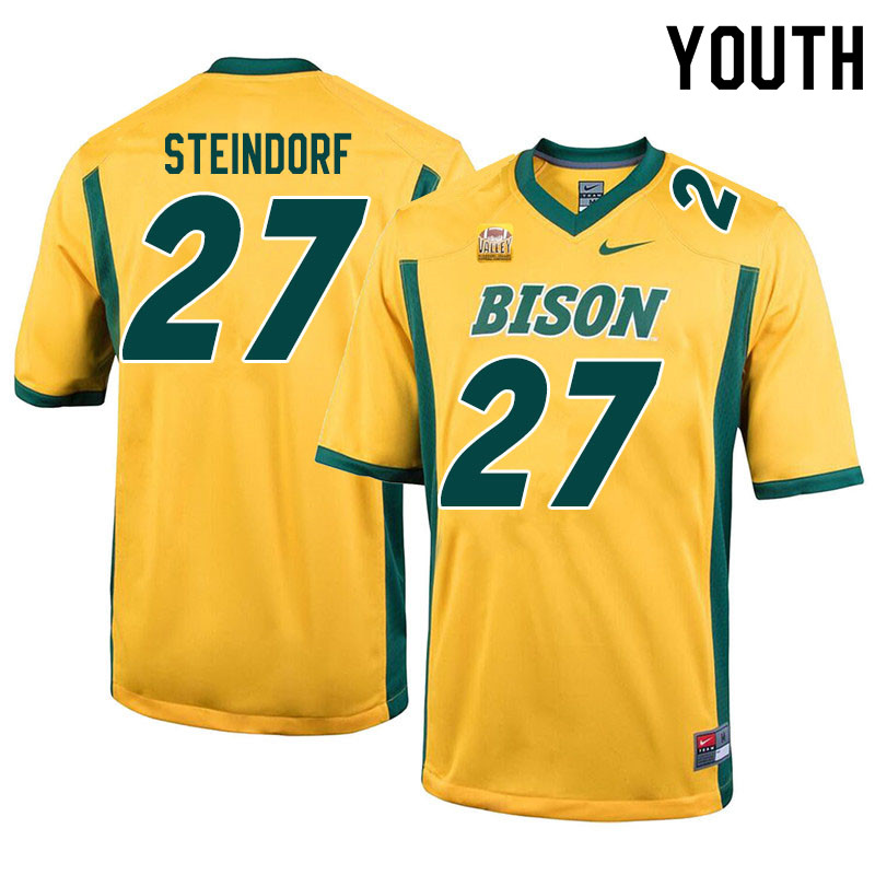 Youth #27 Kaedin Steindorf North Dakota State Bison College Football Jerseys Sale-Yellow - Click Image to Close